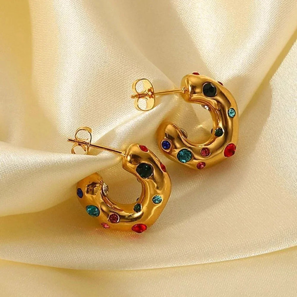 . Jewelry - Cubic Zirconia Decor Cuff Hoop Earrings